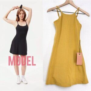 NWT Girlfriend Collective Naomi Workout Dress S Saturn Mustard Shorts Pickleball
